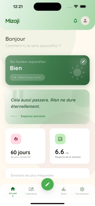 Écran d'accueil de Mizaji